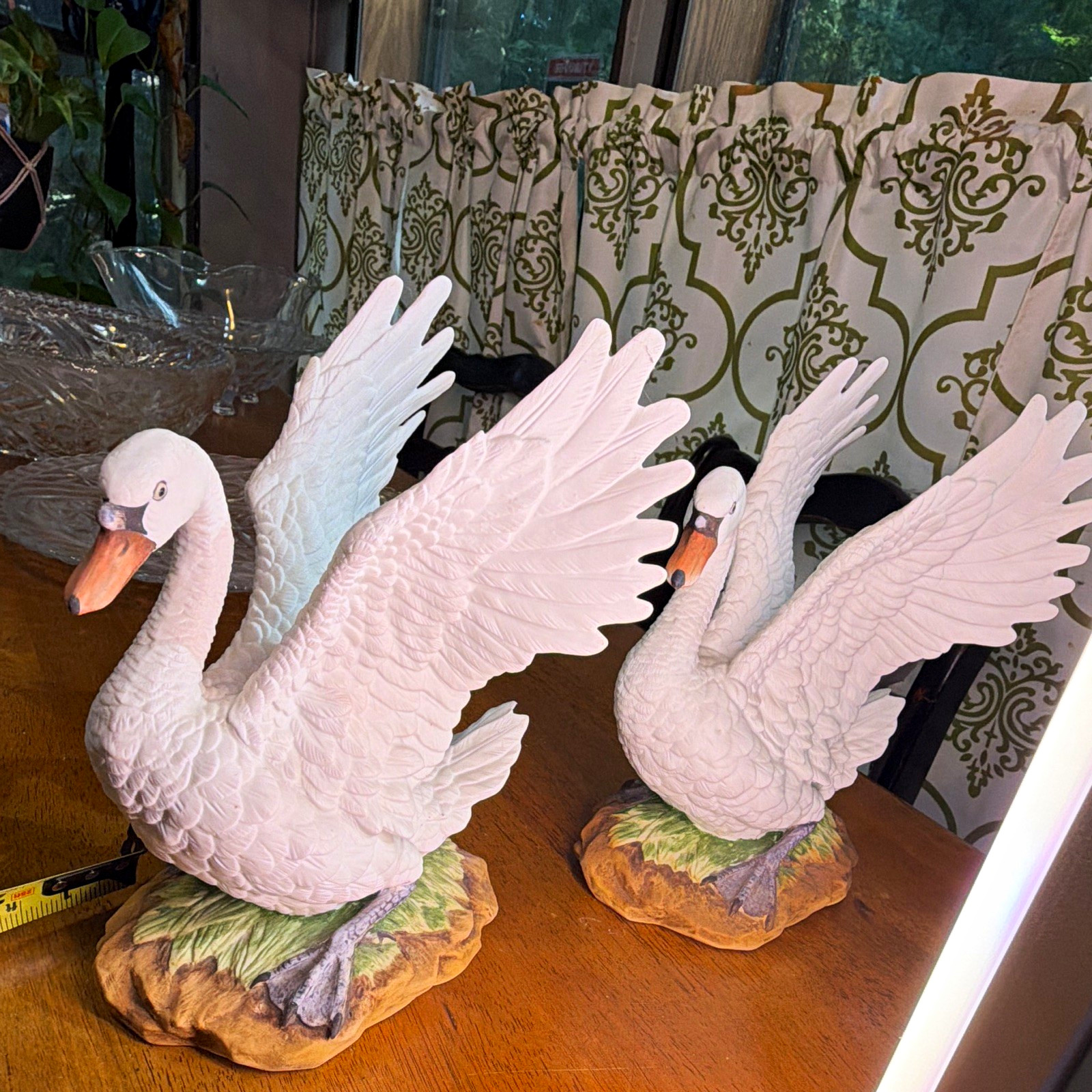 Andrea by Sadek Porcelain Mute Swan Bird Figurines Pair