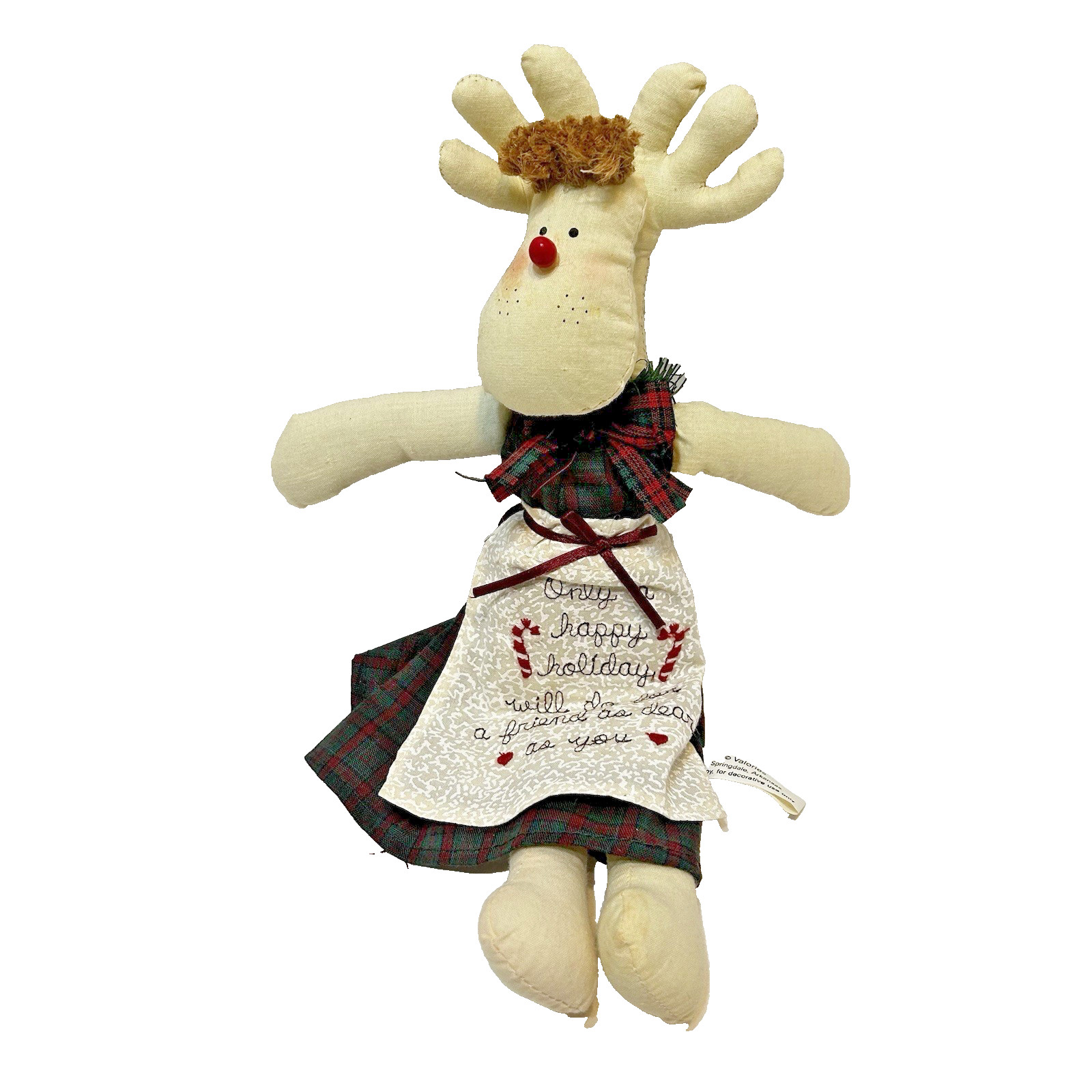 VTG Valories Holiday Stitches Plush Rudolph Reindeer Wind Up Music Christmas 12\