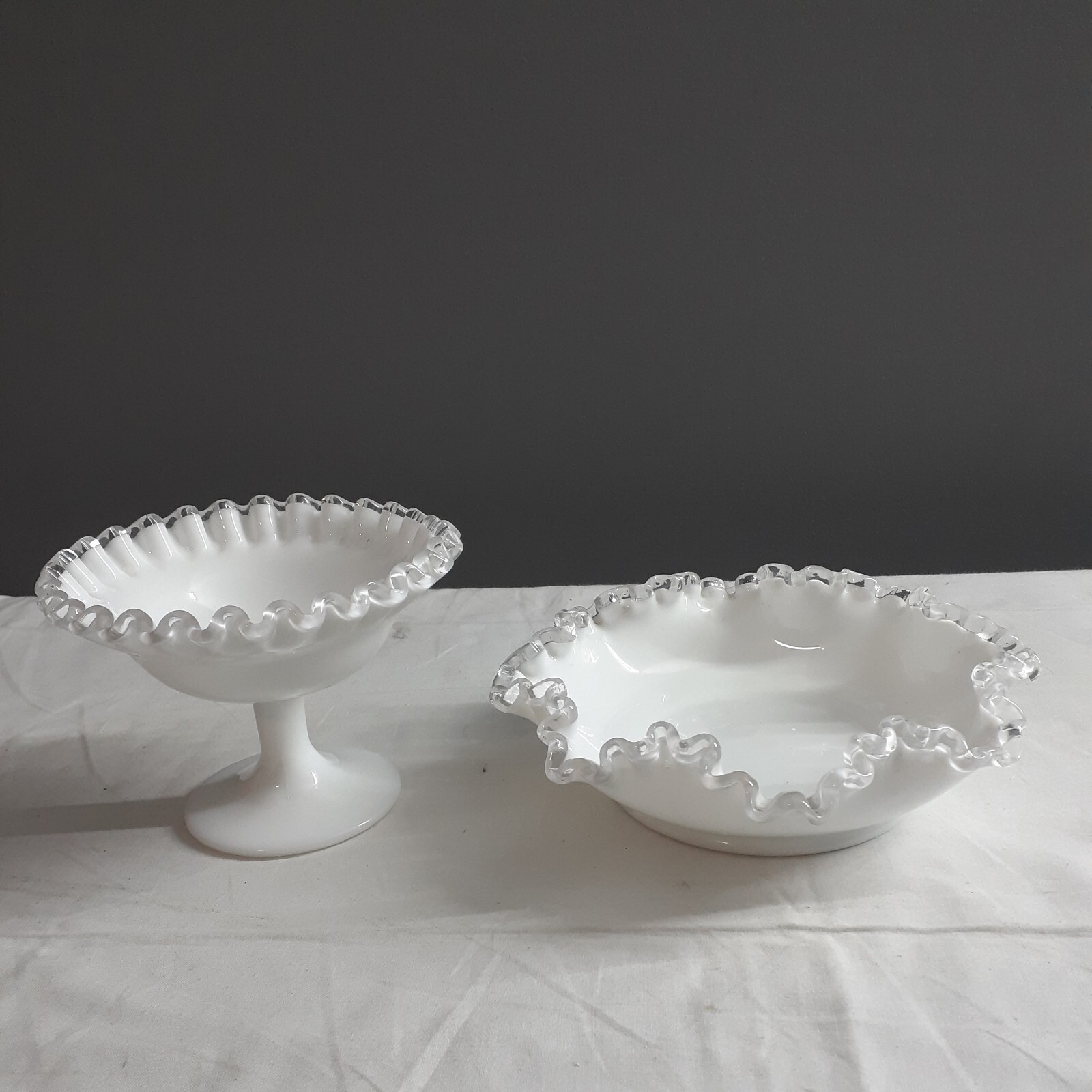Fenton White Silvercrest Bowl And Candy Nut Dish Fenton White Silvercrest Bowl And Candy Nut Dish