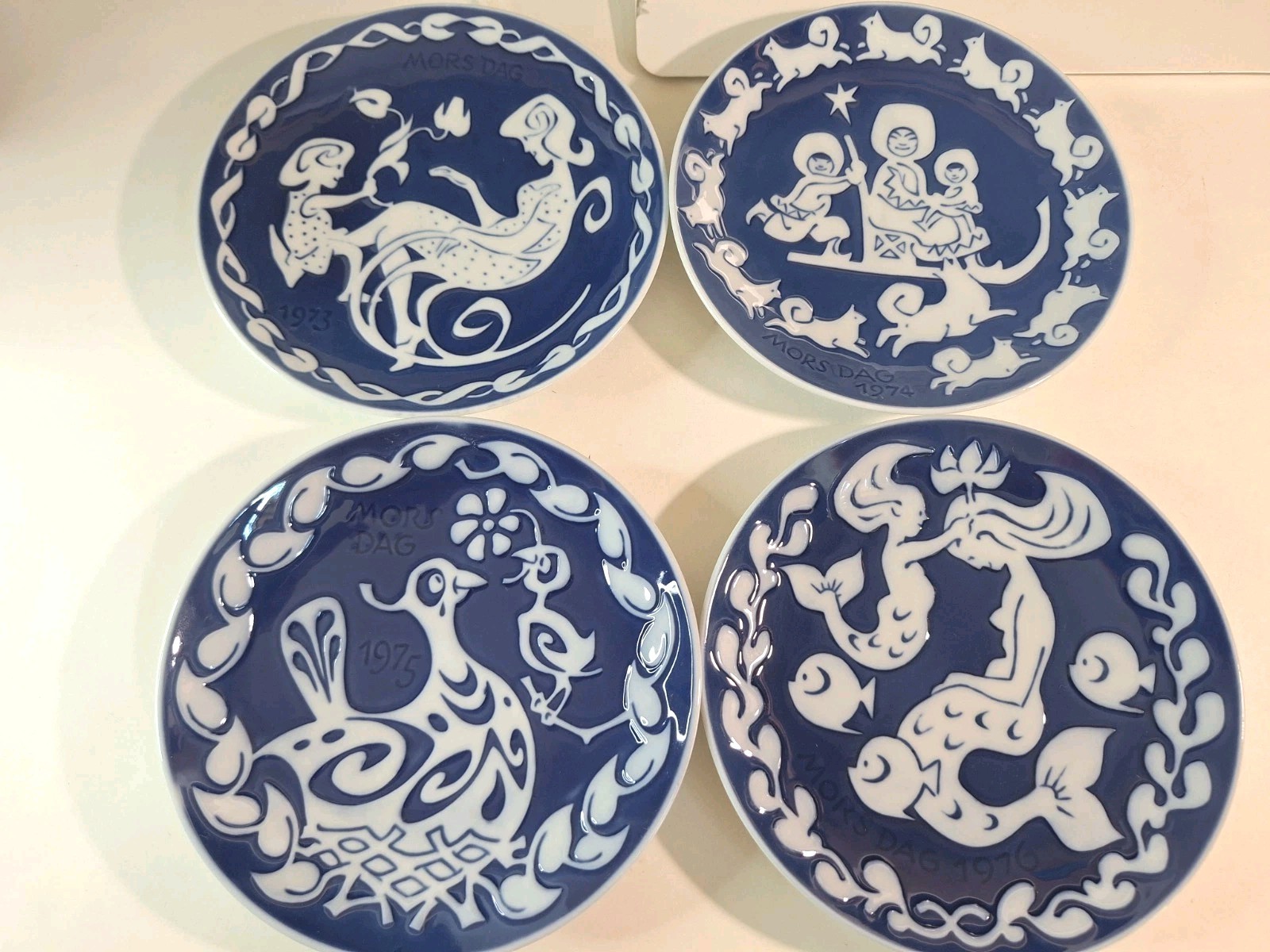 Royal Copenhagen Mors Dag Mother’s Day Plates 1973 1974 1975 1976 Set of 4