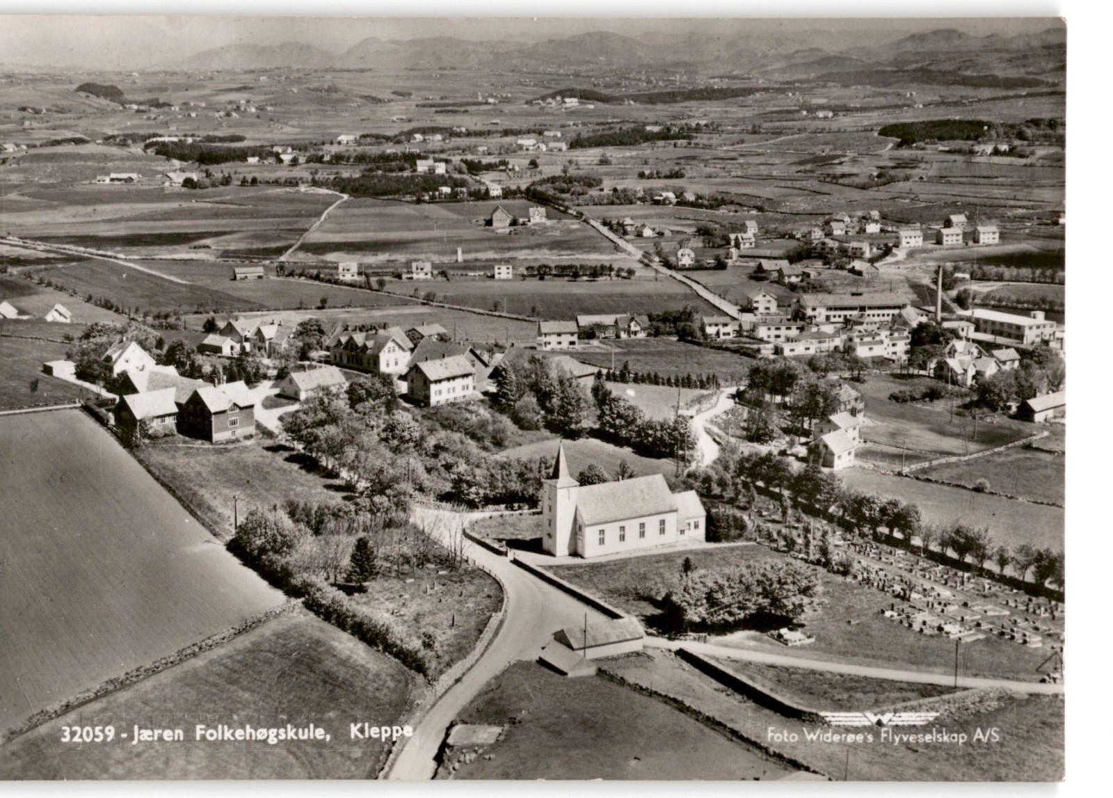 Kleppe Norway RPPC Aerial View Jæren Folkehøgskule Church Widerøe Oslo Kleppe Norway RPPC Aerial View Jæren Folkehøgskule Church Widerøe Oslo
