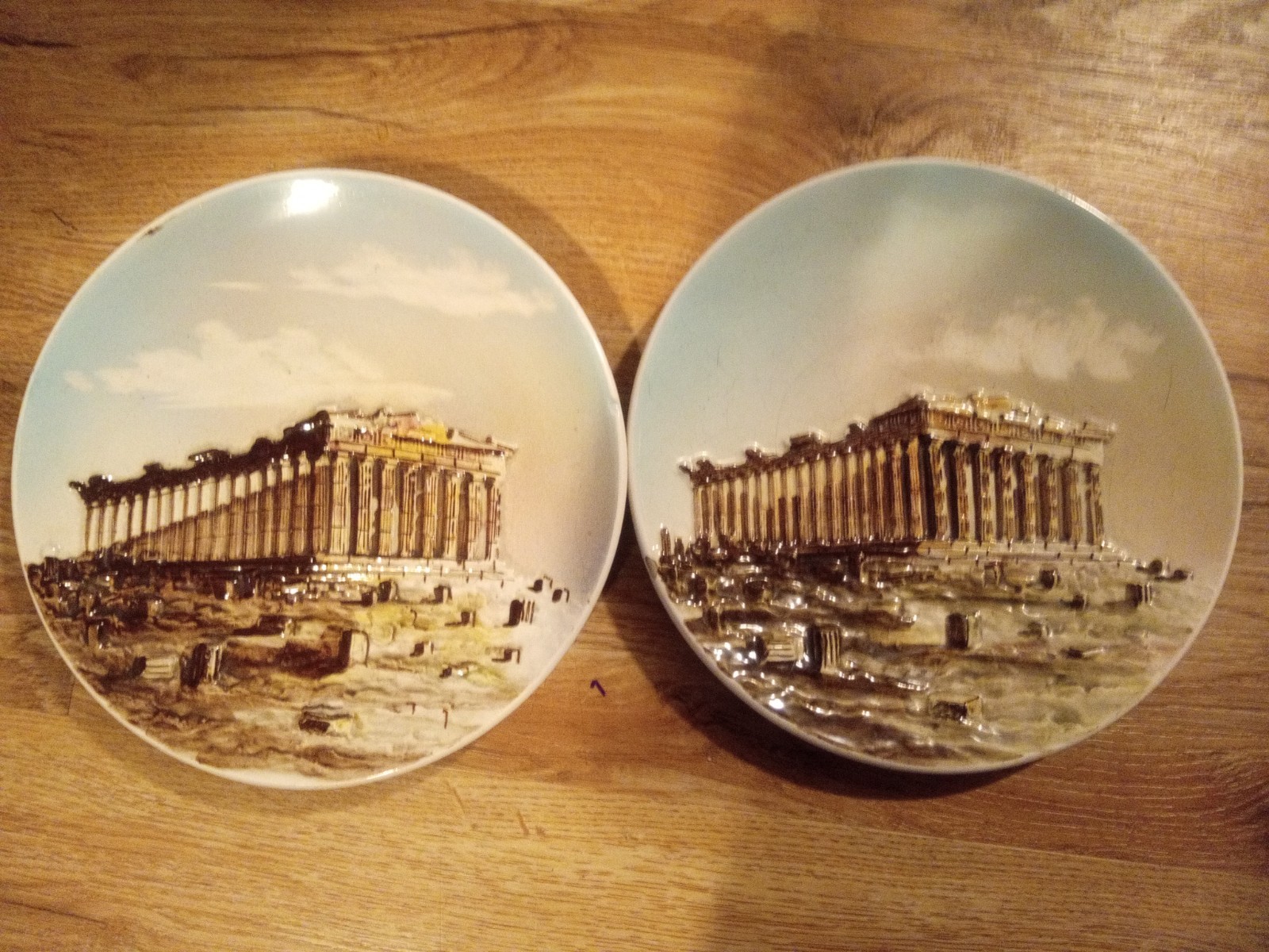Parthenon in Greece Vintage Hand Painted Embossed 10 3/4\
