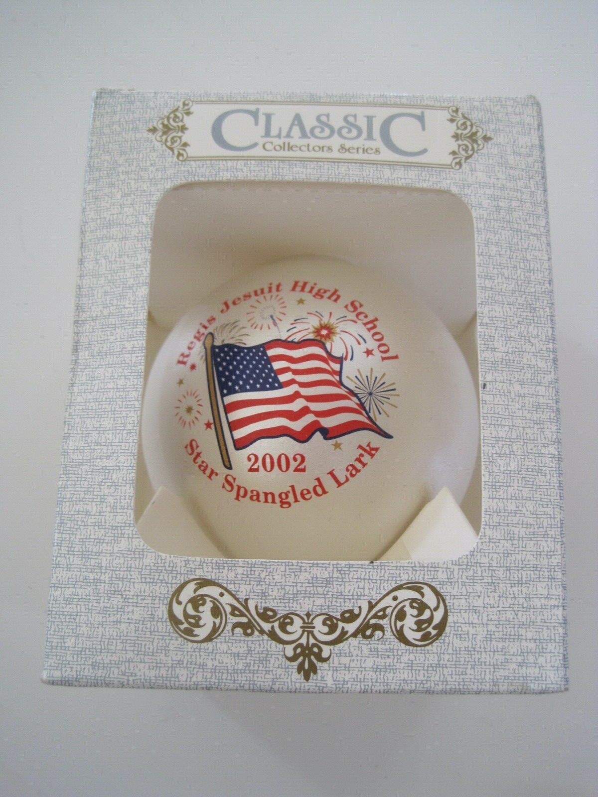 Regis Jesuit High School 2002 Star Spangled Banner Ball Ornament w Box AU