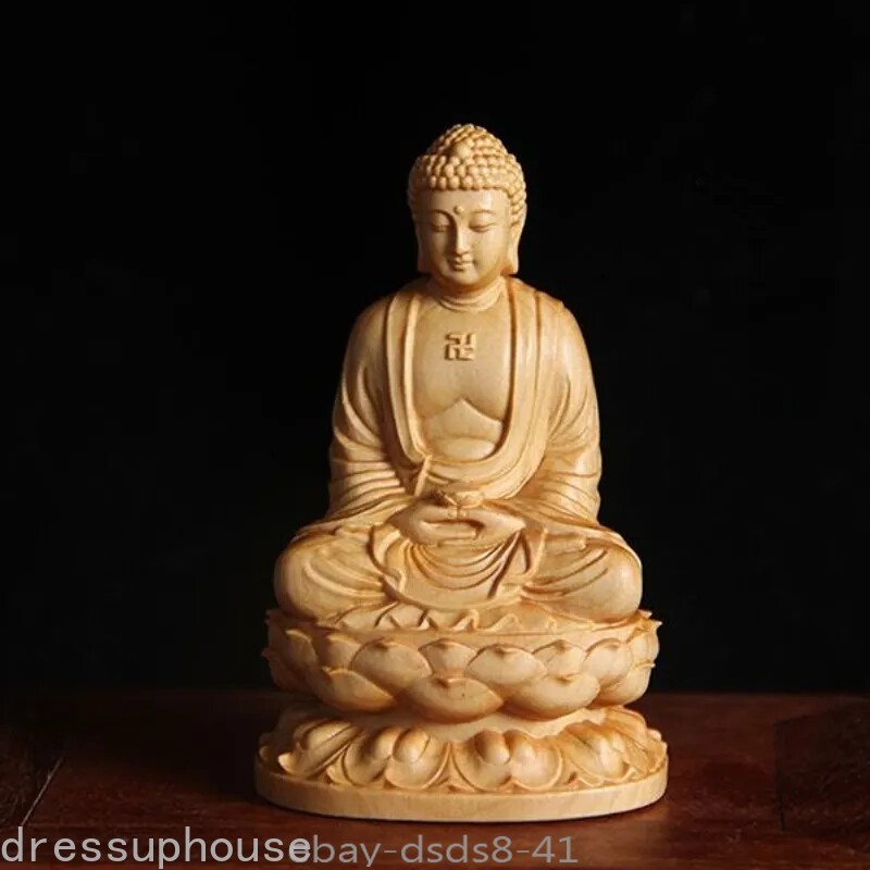 Taihang Cliff Cypress Wood Carved Bring Wealth and Good Luck Buddha Decor