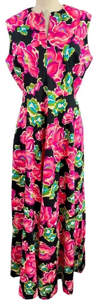 Vintage 1970's New With Tags It Better Pink & Green Floral Maxi Dress Size 18