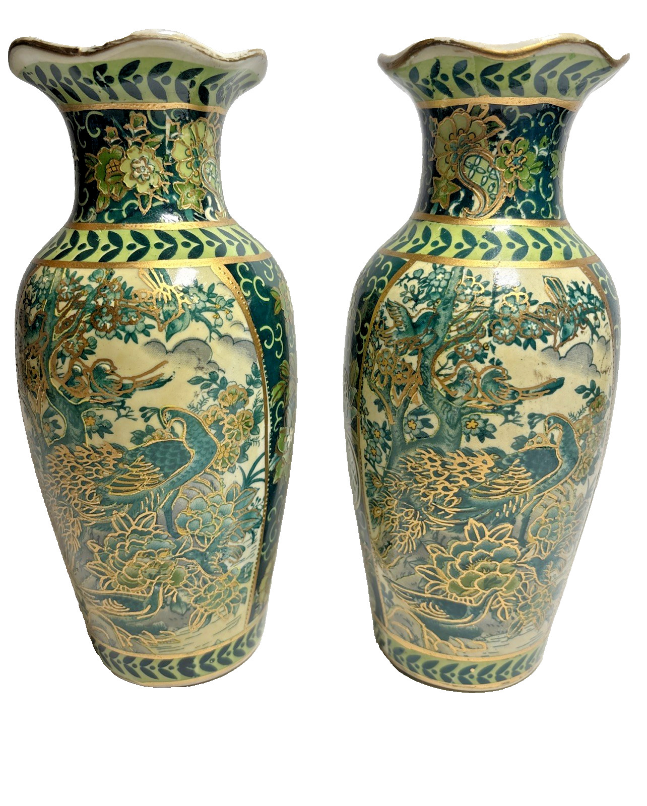 Pair of Vintage Zhong Guo Zhi Zao Porcelain Vases 8\
