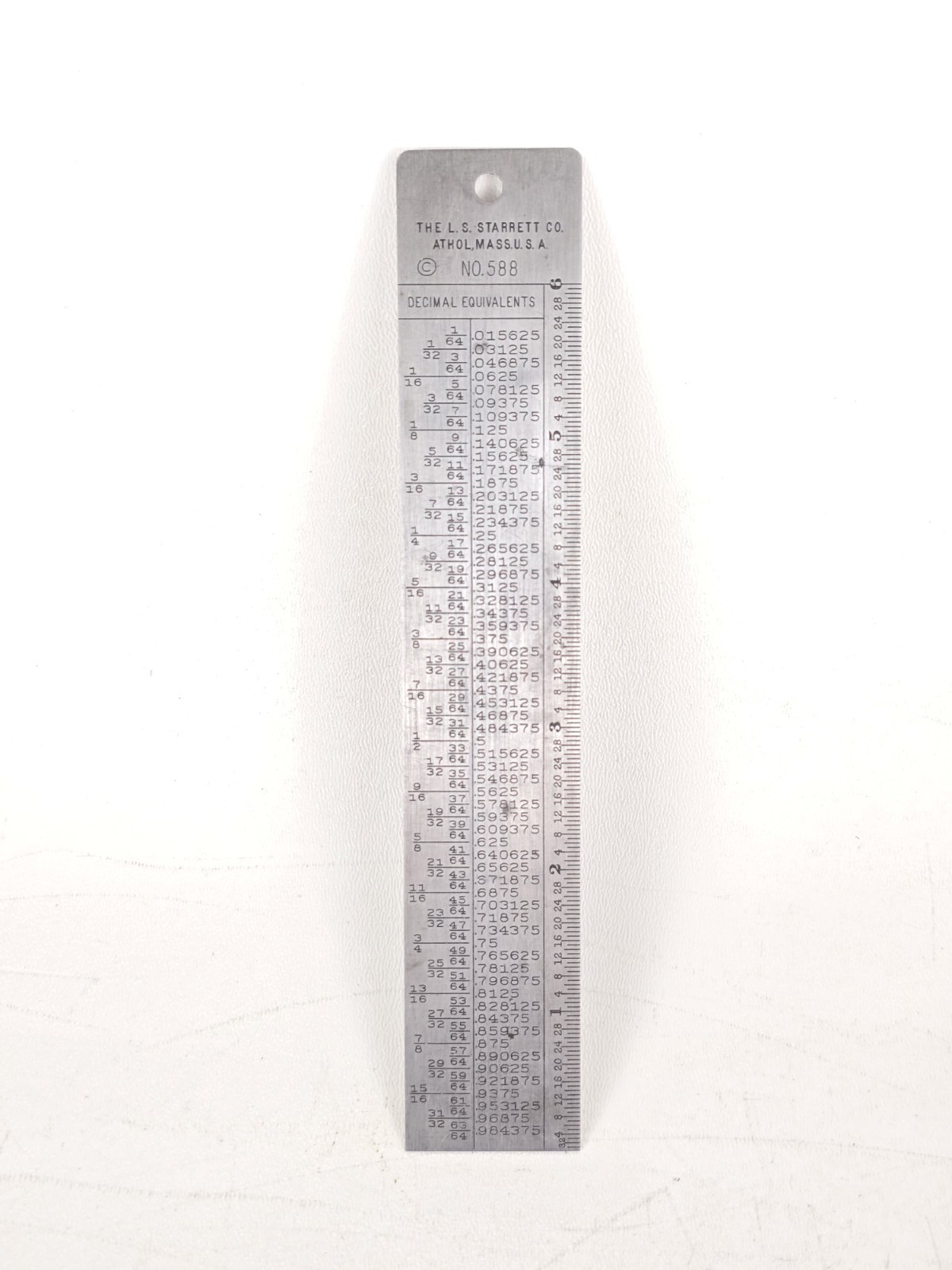 VINTAGE STARRETT NO. 588 READY REFERENCE TABLE WITH RULE USA 