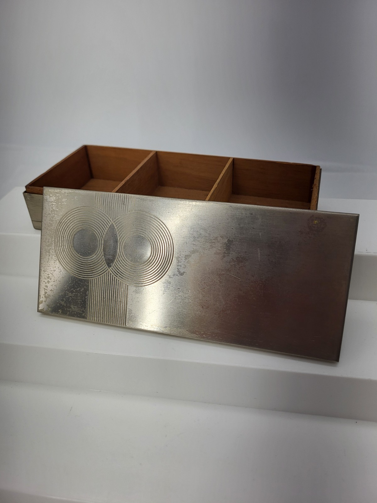 Art Deco Chase Cigarette Chrome Box and Wood Lined