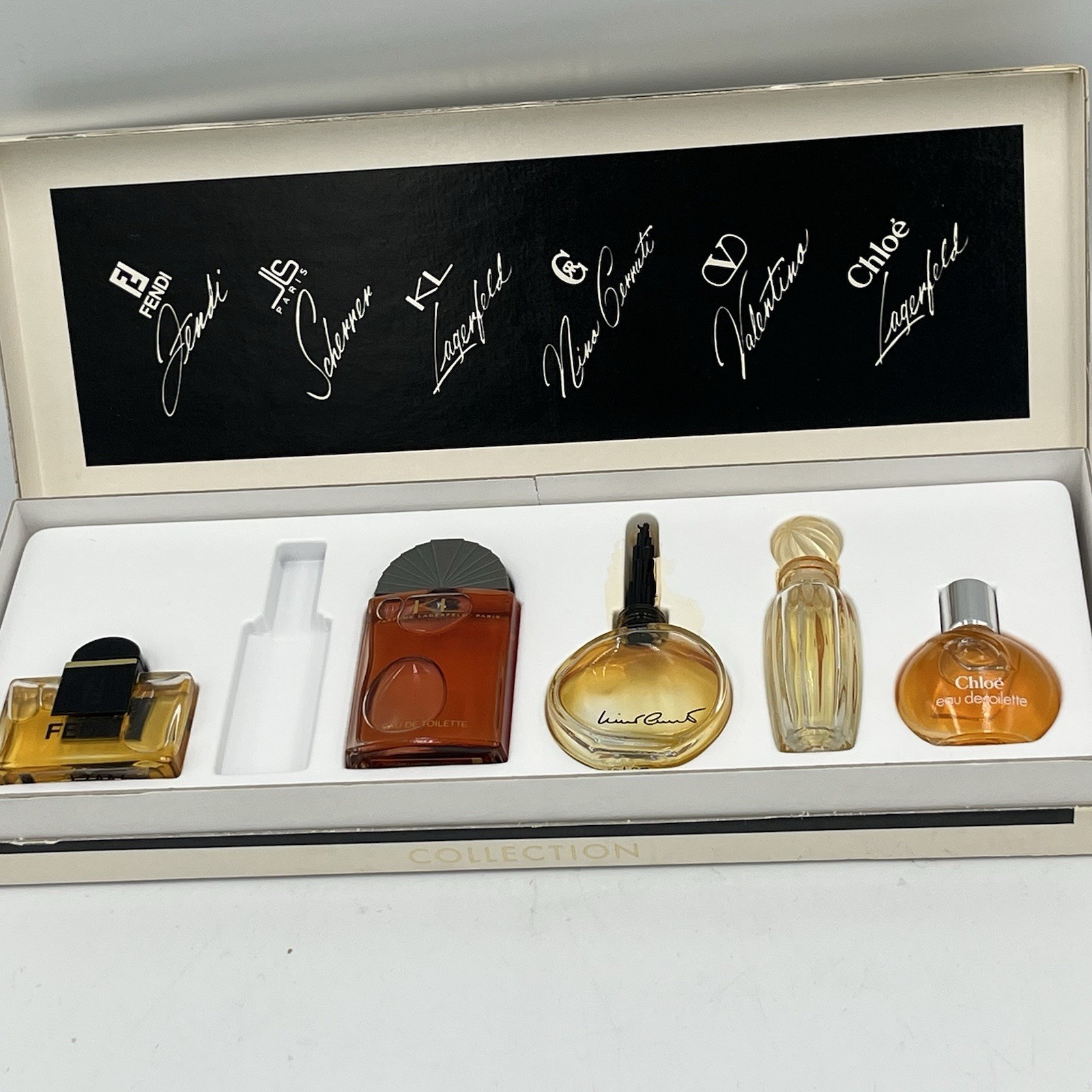 Vtge Gift Set 5 Piece MINI Perfumes Fendi,KL,Nino,Valentino,Chloe Designer
