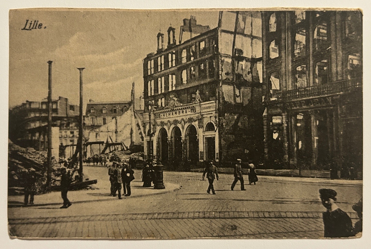 Lille France WWI Ruins Alhambra Theatre Real Photo Postcard