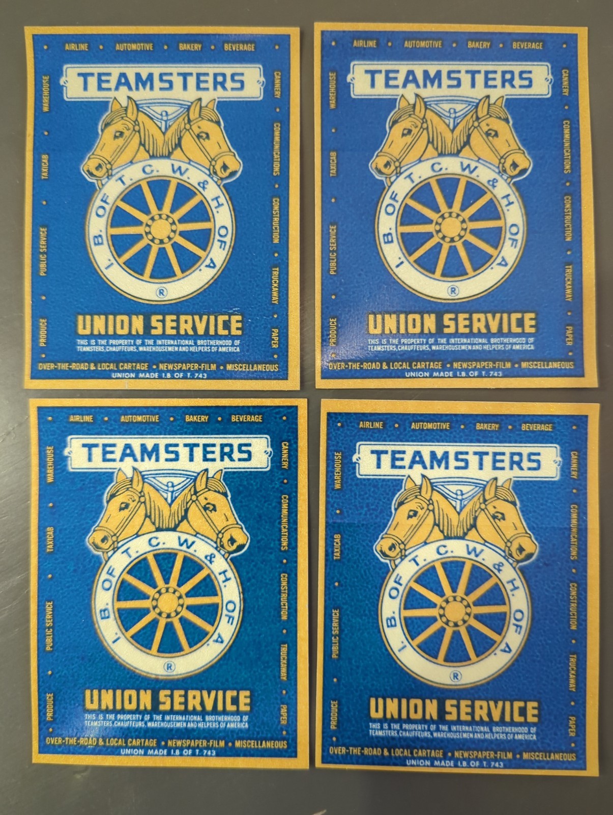 (4) Vtg 1968 International Brotherhood of Teamsters Union Service Decal Sticker