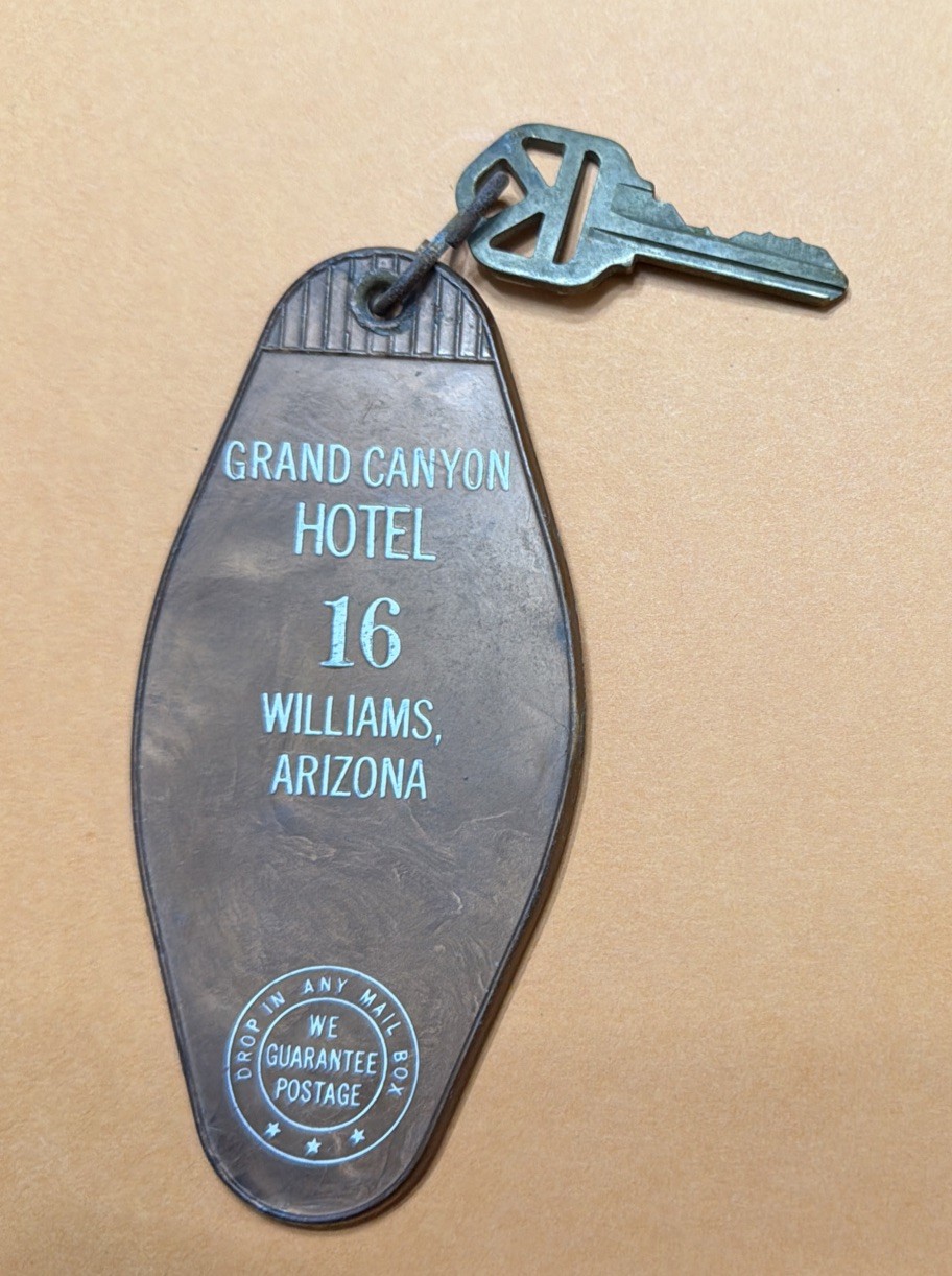 Grand Canyon Hotel room key and fob/tag, Williams Arizona AZ