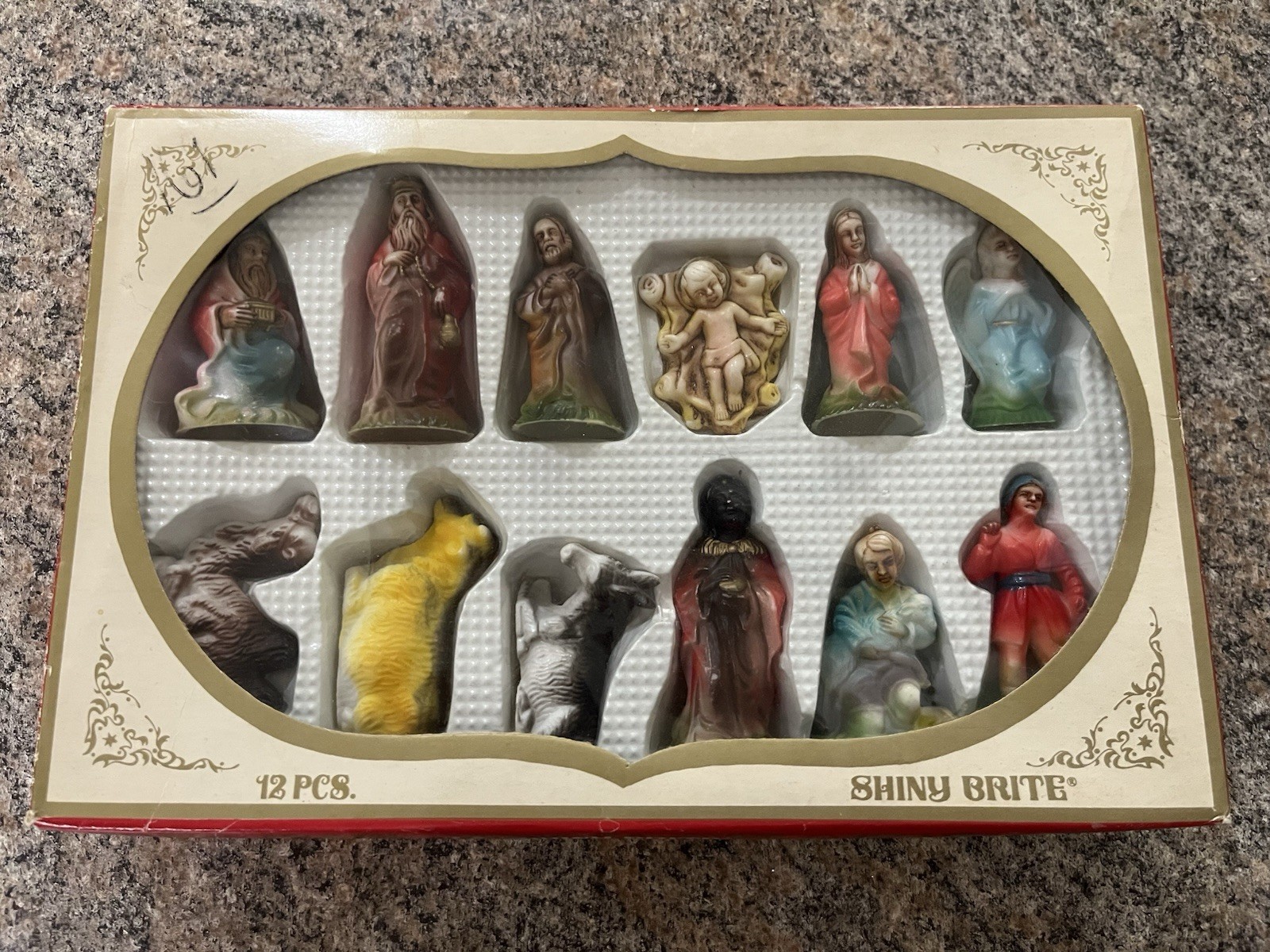 Vintage 60s-70s 12 PCS Shiny Brite Nativity Scene plastic
