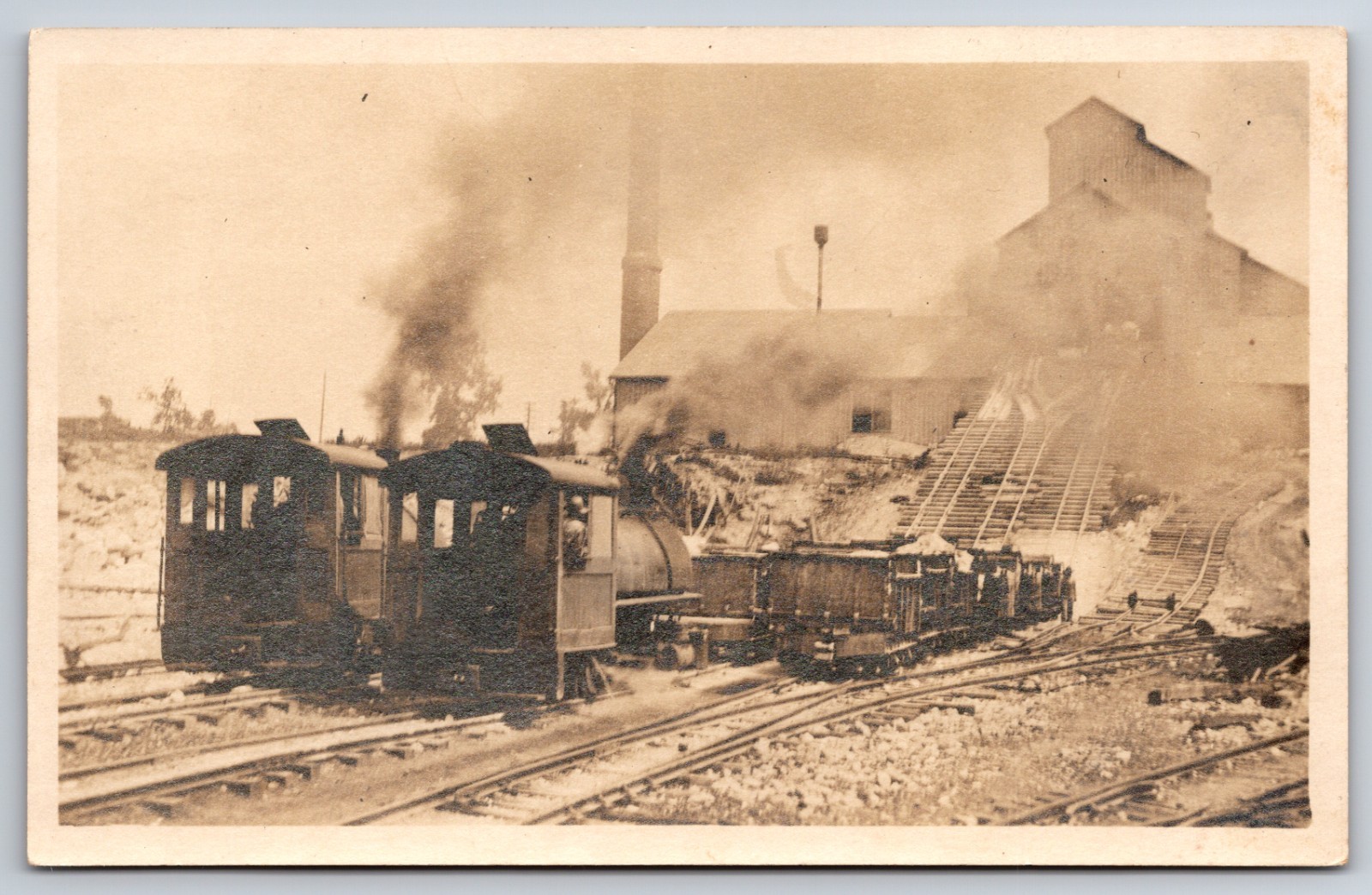 Coal Trains at Coal Yards Locomotives c1910 Real Photo RPPC