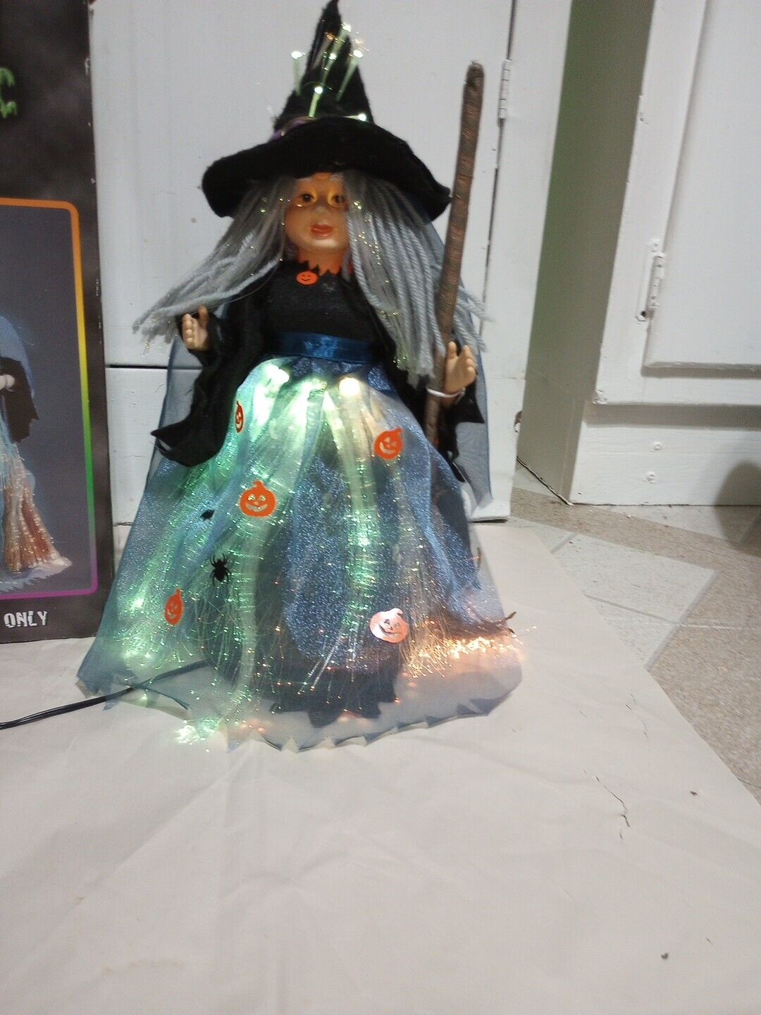 Vintage Fiber Optic Halloween Witch Gemmy Light Up Blow Mold Ganz? Works 12