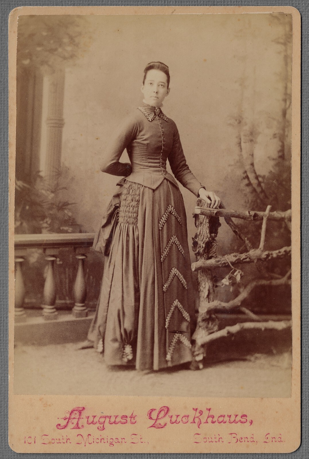 South Bend Ind Standing Portrait of Lady, Cabinet Card Photo by Luckhaus