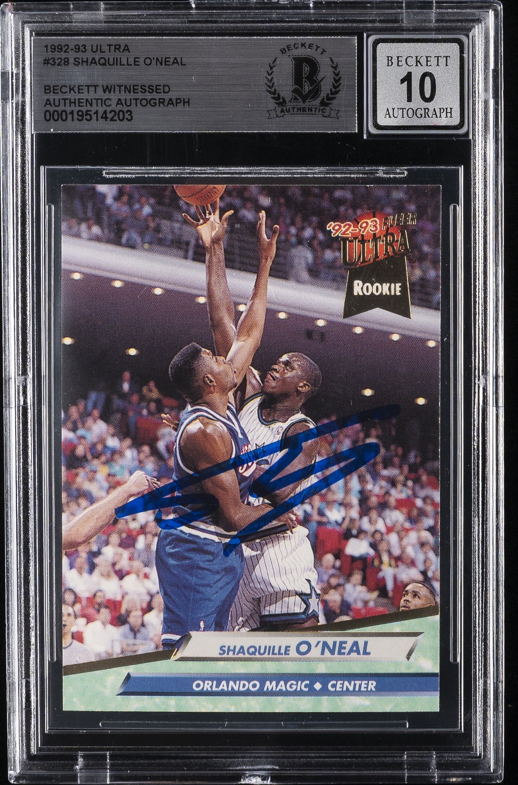 1992-93 ULTRA BECKETT WITNESSED AUTHENTIC AUTO SHAQUILLE O'NEAL BGS AUTHENTIC