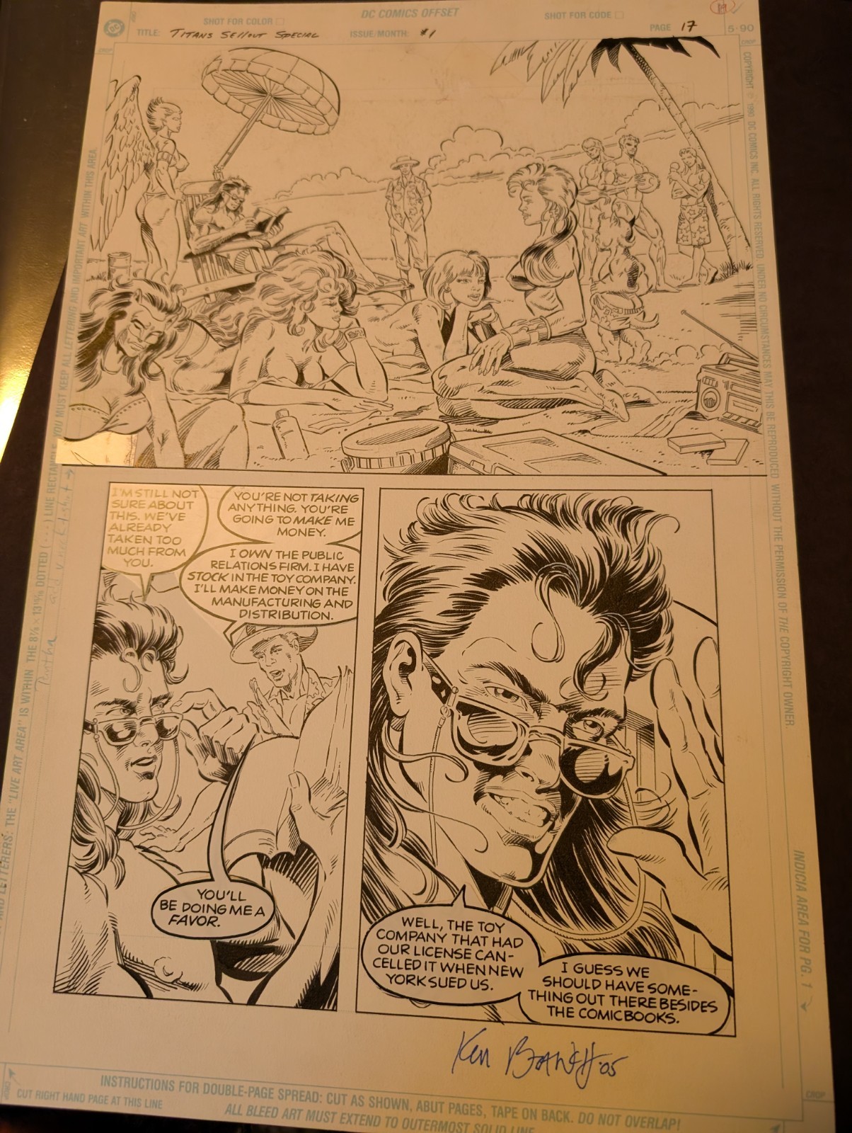 Titans Sellout Special #1 Page 17 1992 Original Art Nightwing Starfire Beach