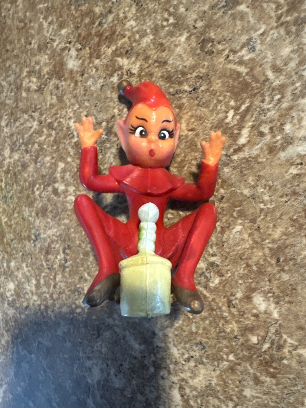 Rare Vintage 1950’s Rubber Elf Pixie Red Sitting With Snake Hong Kong Rare Vintage 1950’s Rubber Elf Pixie Red Sitting With Snake Hong Kong
