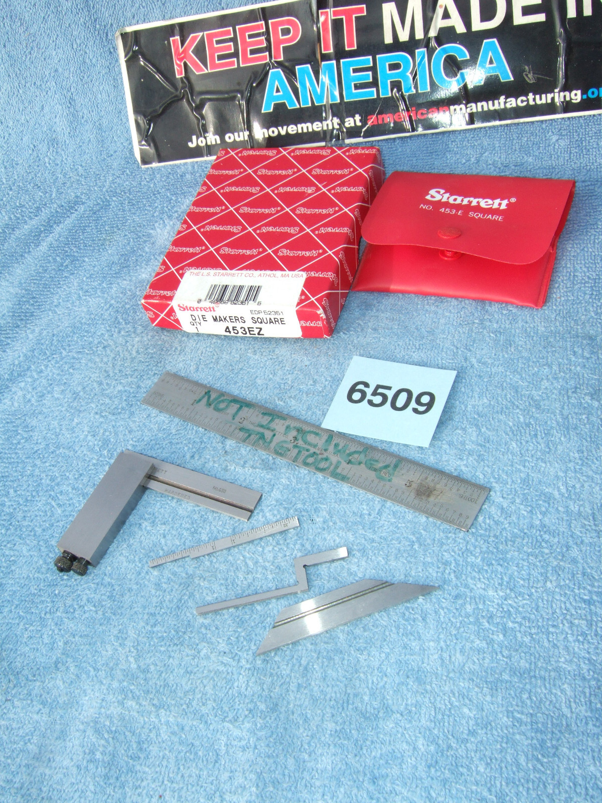STARRETT 453 DIE-MAKERS SQUARE #3 VINTAGE USA MACHINIST 5 PIECES BOX NSPECTION