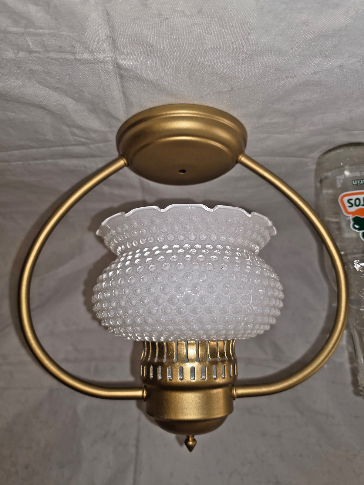 Moe Light Ceiling Light Fixture Vintage 1950s Ruffled Hobnail Hurricane