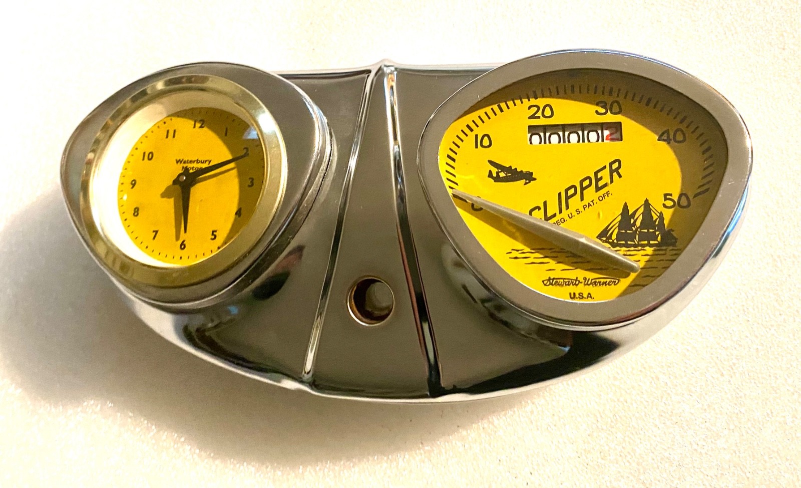 VINTAGE COLUMBIA CLIPPER SPEEDOMETER & CLOCK CLASSIC 1930S DASHBOARD 90S REISSUE