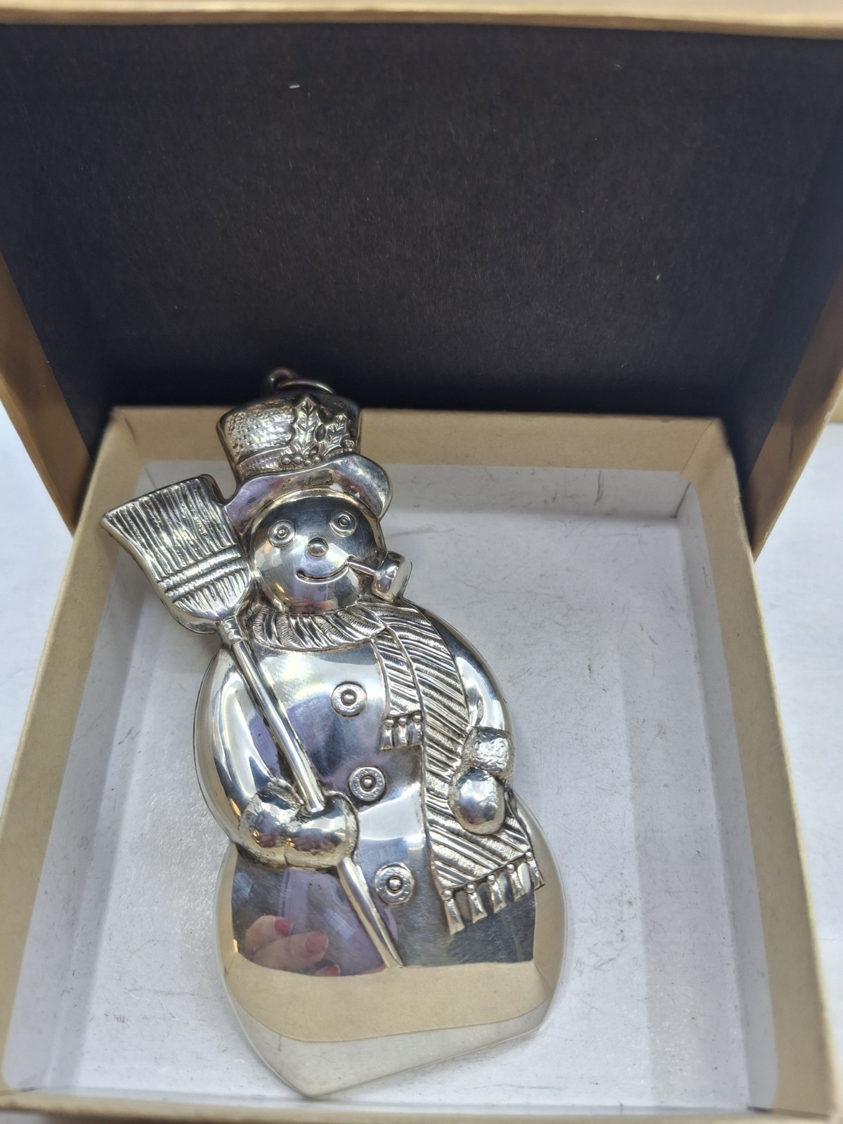 925 Vintage Gorham Sterling Silver Snowman Christmas Ornament #1350 19g #41