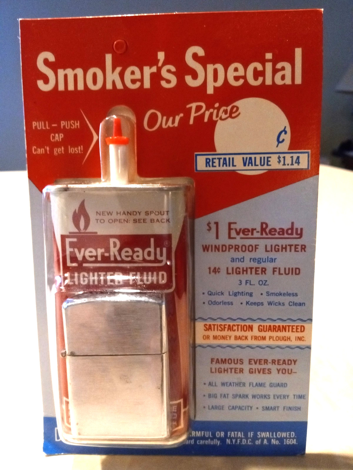 Old Vintage 1960\'s Windproof Cigarette Lighter & Can Of Fluid Never Been Opened