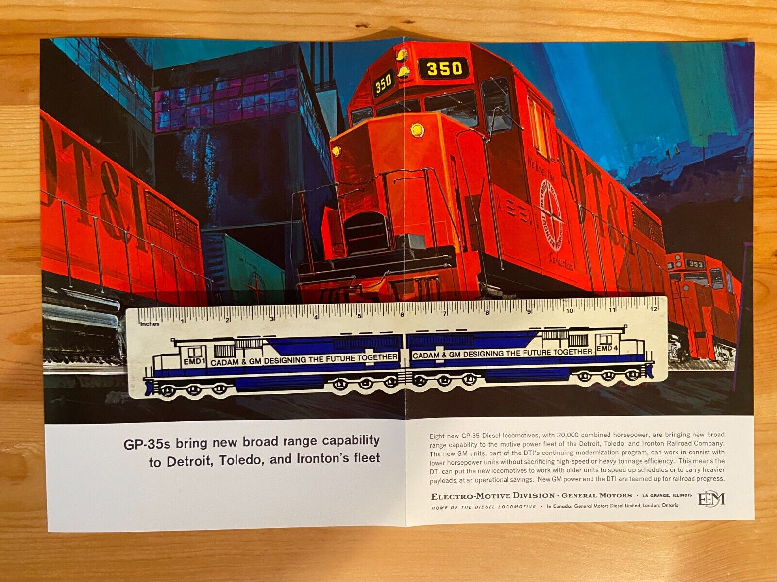 NOS EMD Electro Motive General Motors Locomotives GP-35 DT&I Railroad Ad 1964