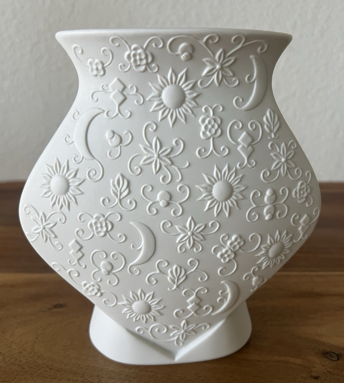 Kaiser Germany Porcelain Bisque Vase Celestial Moon Sun Floral Manfred Frey HTF