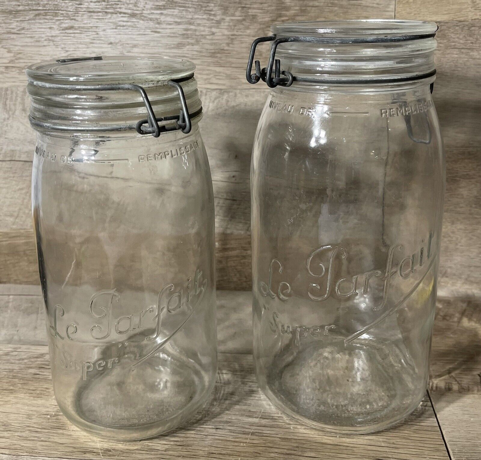 Vintage Le Parfait Super Canning Jars 2 Liter 1.5 Liter No Seals