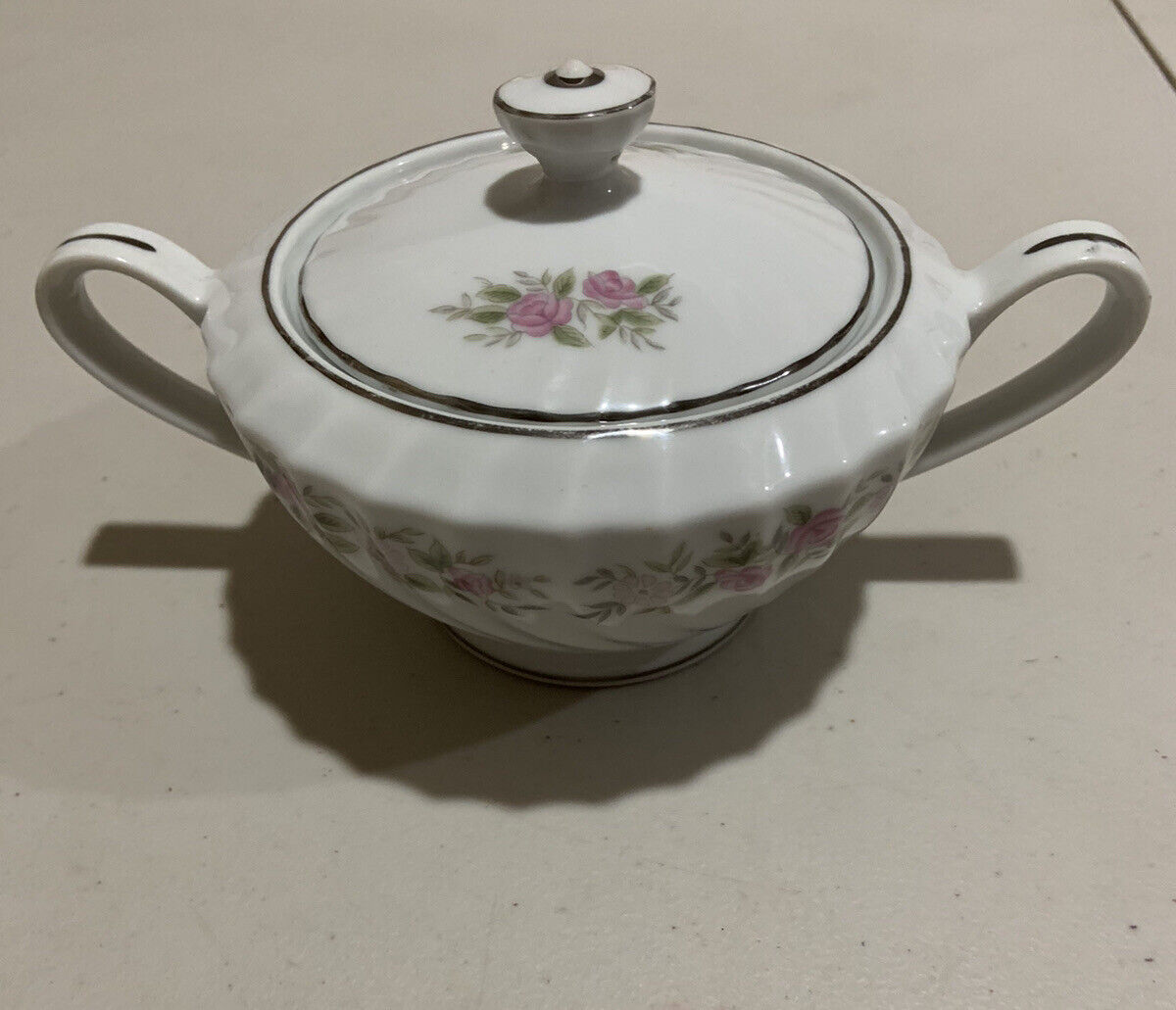VTG Dansico Fine China of Japan Covered Sugar Bowl Teahouse Rose 98703