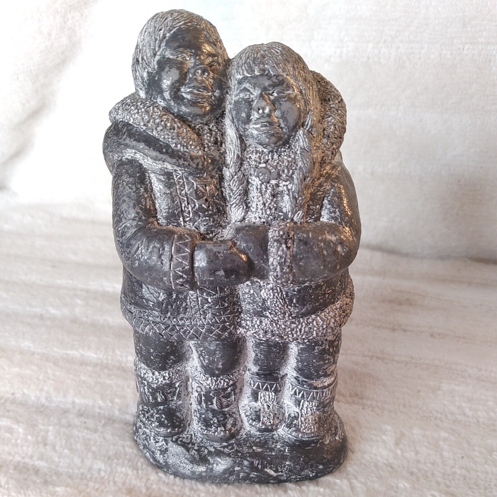 Vintage Hancrafted Inuit Canada Young Adult Wedding Ceremonial Sculpture Figure