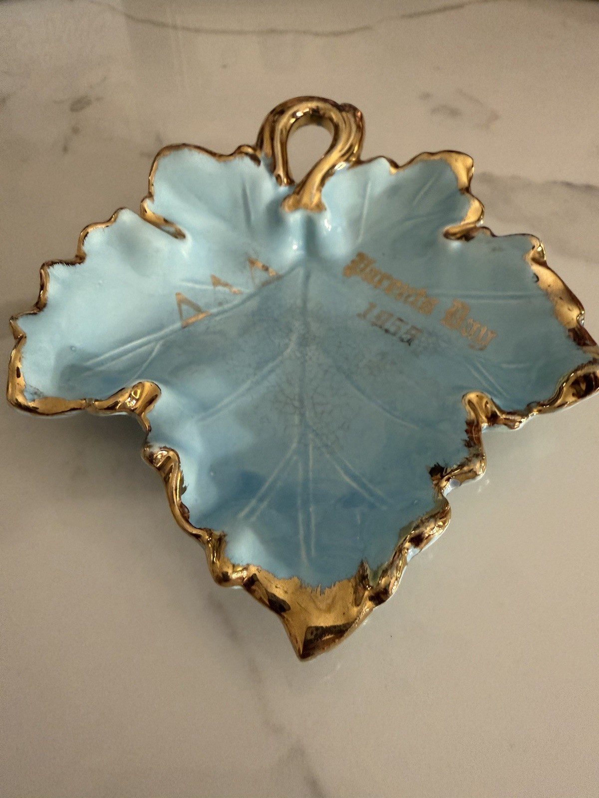 1955 Tri Delta ΔΔΔ Parents Day Lappin Sorority Leaf Dish Vintage Tri-Delts