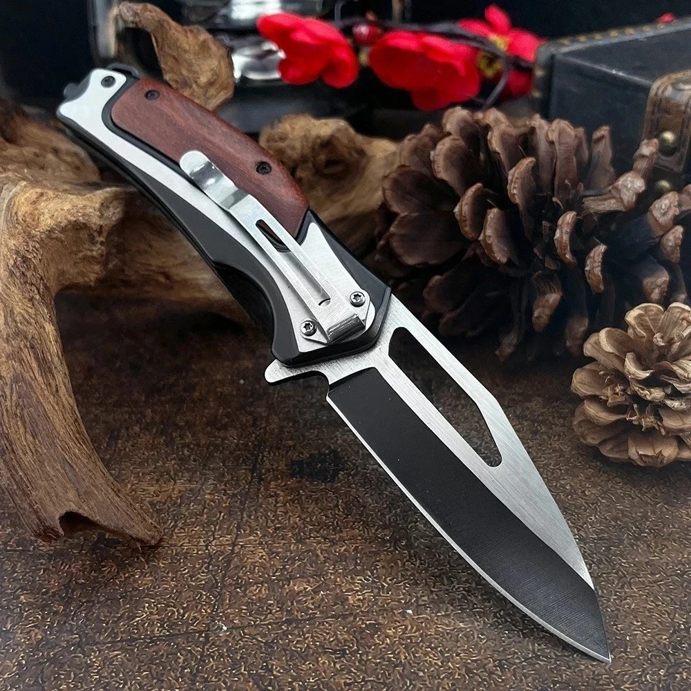Wood Black Tactical Spring Assisted Open Blade Folding Pocket Knife Hunting. Wood Black Tactical Spring Assisted Open Blade Folding Pocket Knife Hunting.