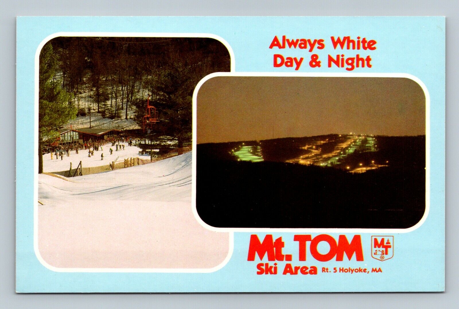 Mt. Tom Ski Area Holyoke Massachusetts postcard