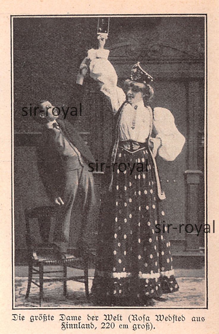 Rosa Wedsted from Finland is the tallest woman in the world at 2.20m - 1905 ~6x9cm