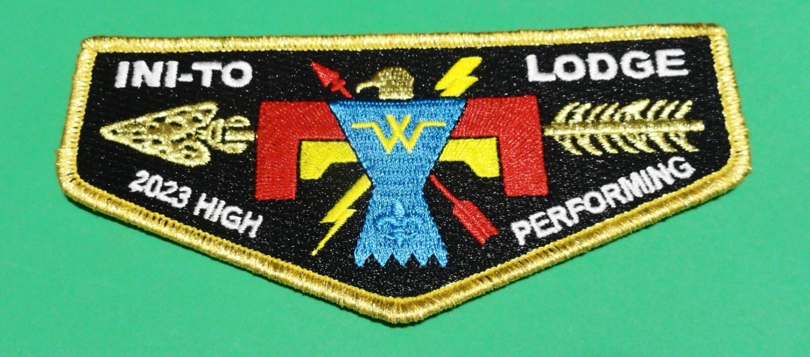 INI-TO OA LODGE 324 -  2023 HIGH PERFORMING FLAP - GOLD MYLAR ARROW & BORDER