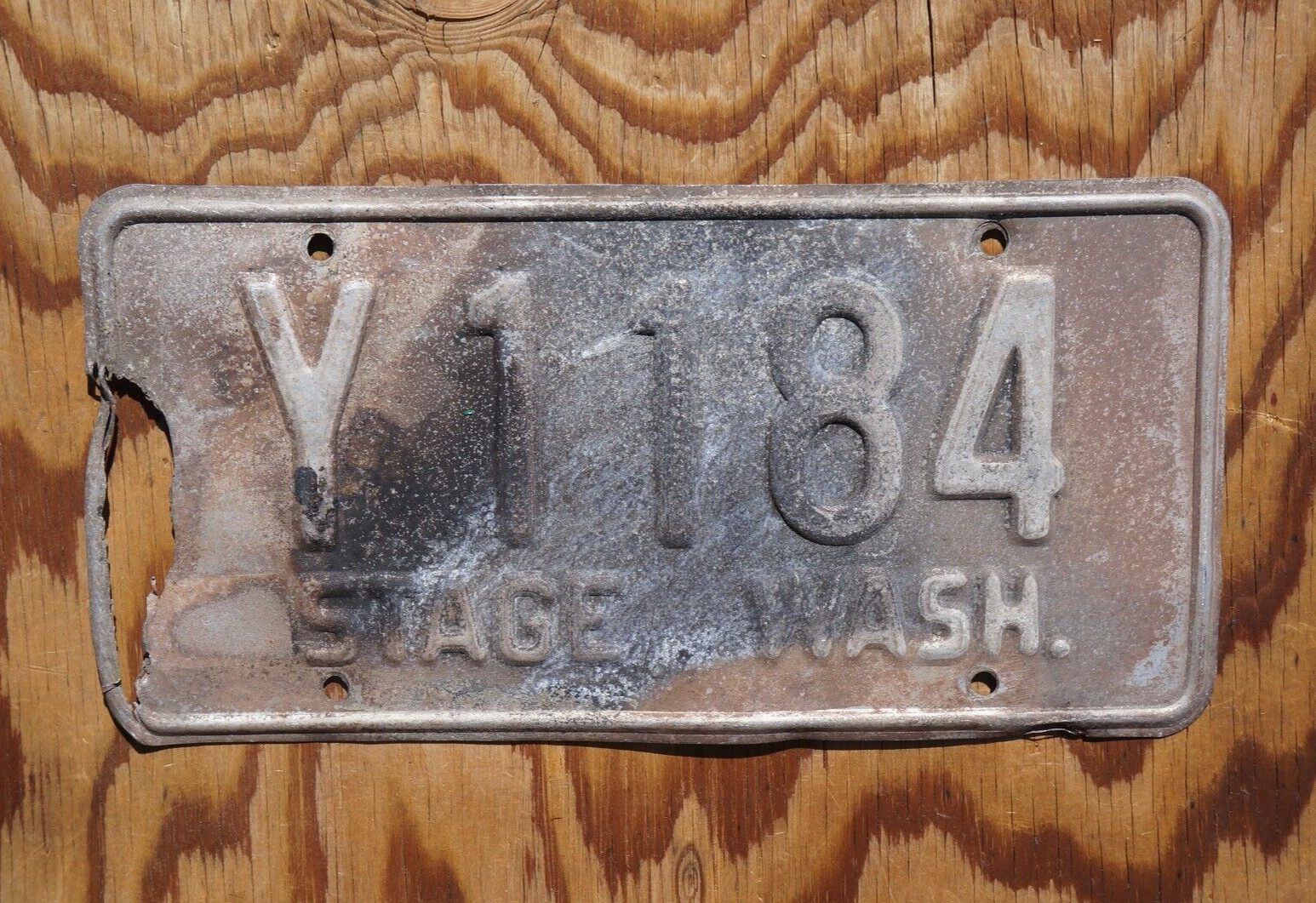 1958 Washington STAGE License Plate # Y 1184