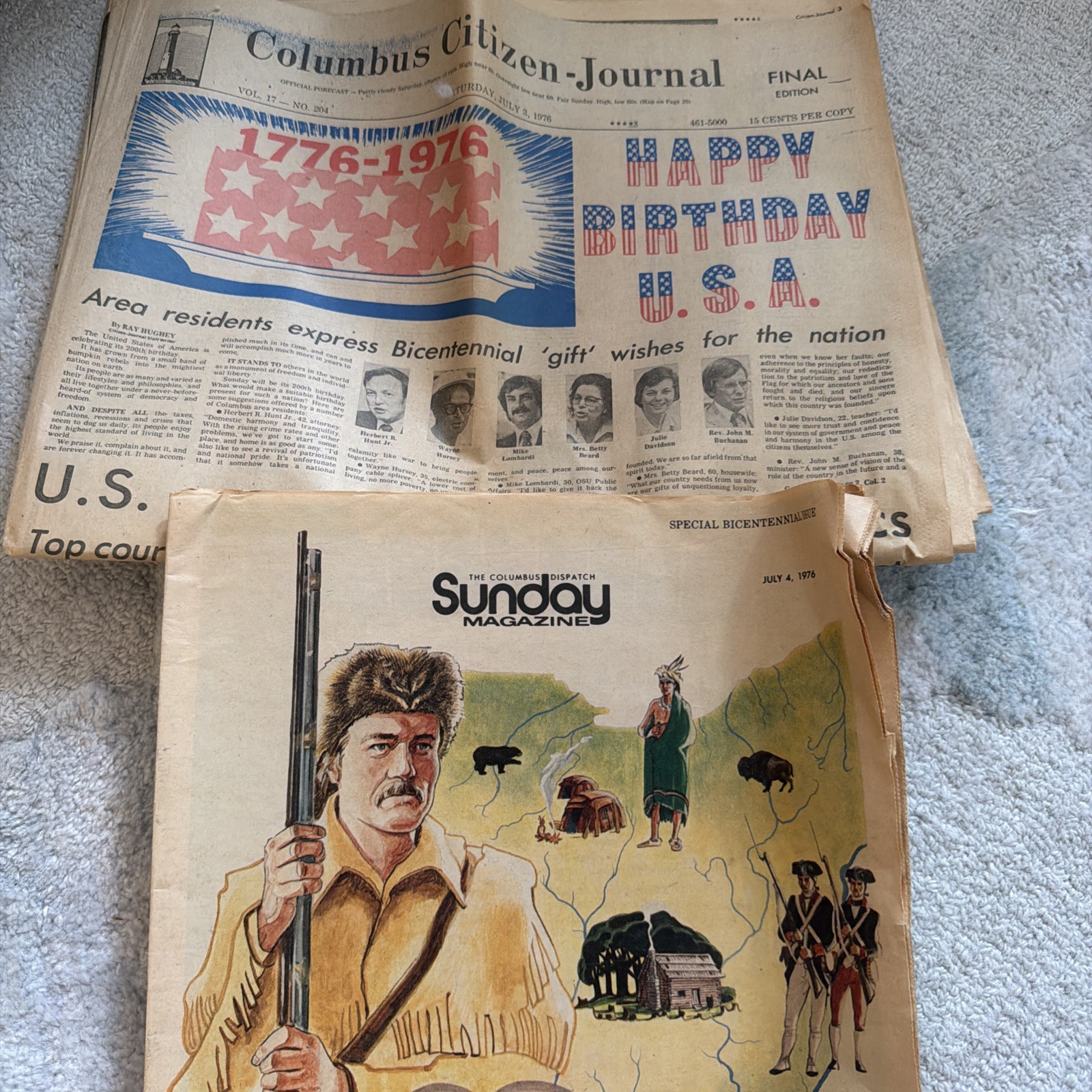 2 Vintage The Columbus Dispatch, Sunday Magazine, And Guide July3  4 1976 Ohio