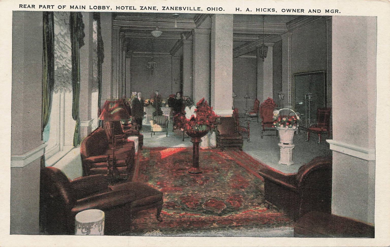 Hotel Zane Main Lobby Zanesville Ohio Postcard Ohio Post Card Co. Hotel Zane Main Lobby Zanesville Ohio Postcard Ohio Post Card Co.