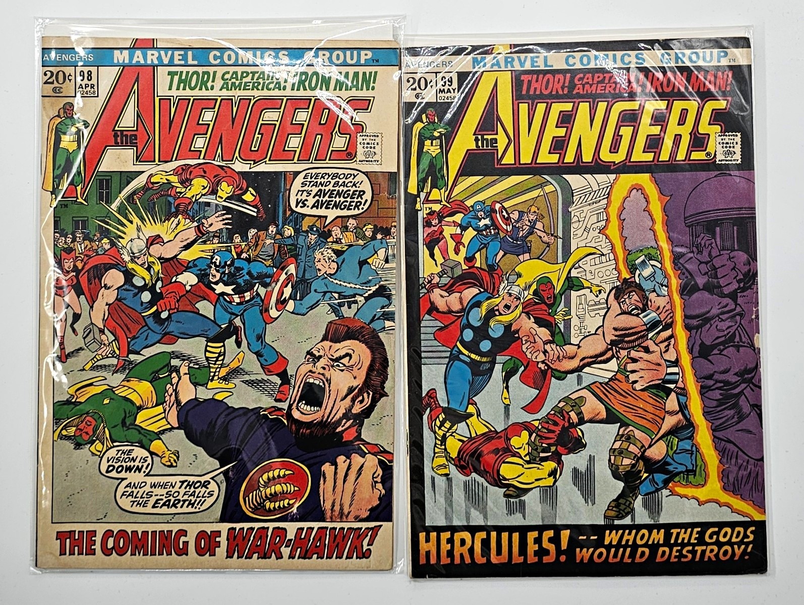AVENGERS #98- #99 (Marvel, 1972) 1st War-Hawk Appearance 