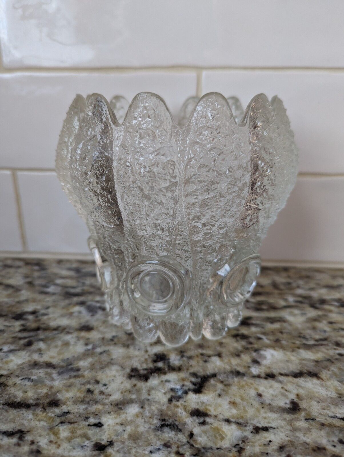 Vintage Unique Glass Vase With Coral/Floral Design