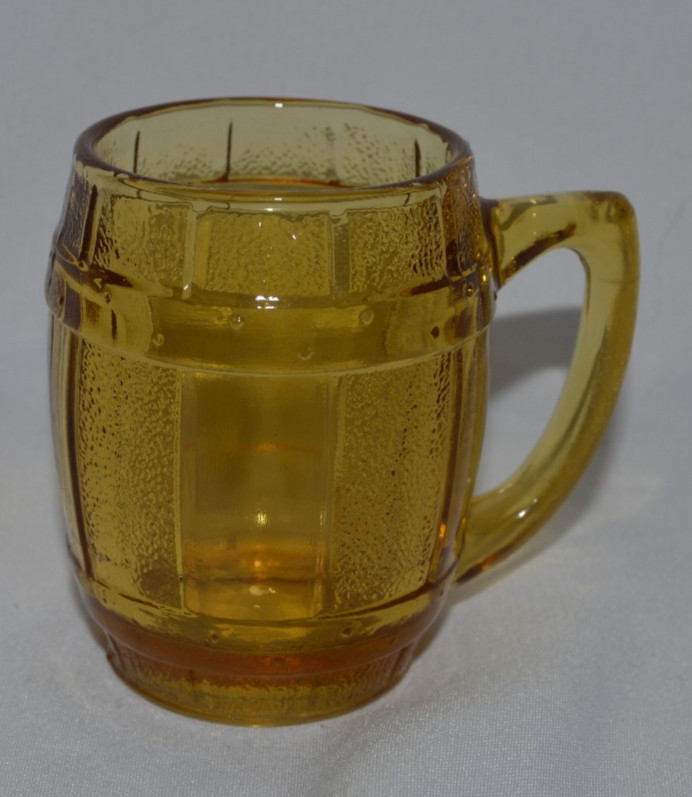 Vintage 1950\'s Amber Glass Barrel Shot Glass