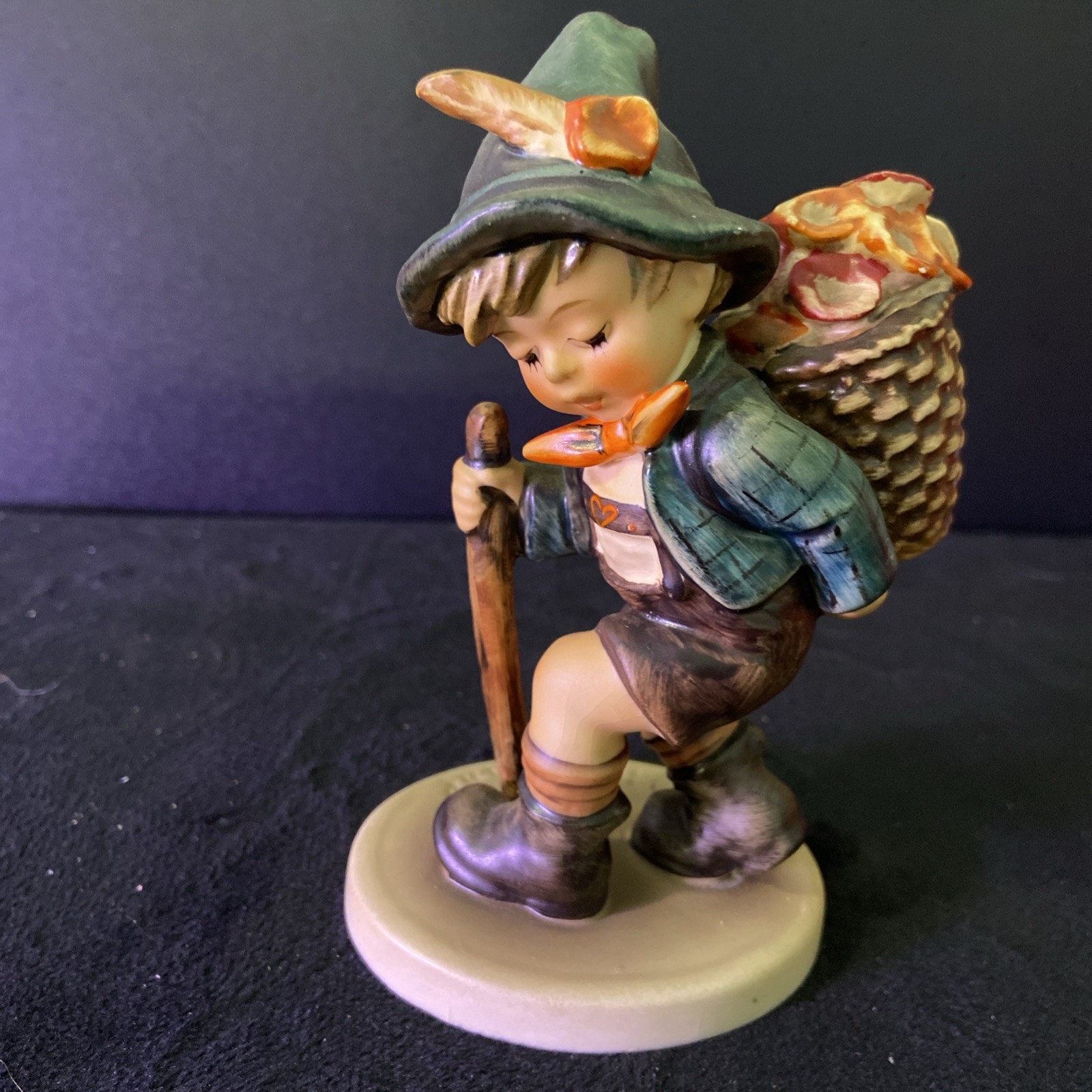 Goebel Hummel Flower Vendor Figurine 381 W Germany Boy Basket Walking Stick 