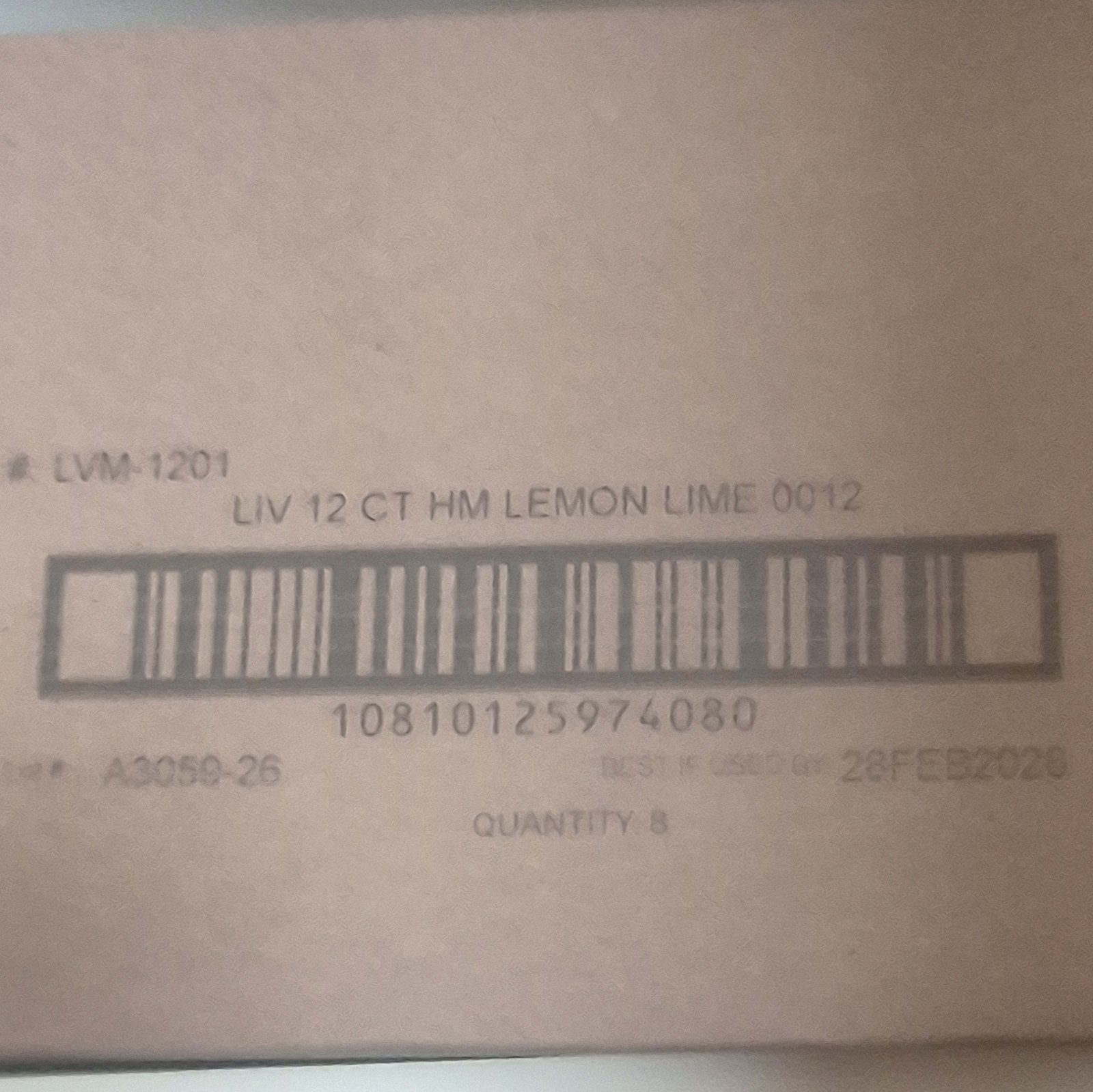 LIV Lemon Lime Barcode Sticker Label, White Original Energy Drink Box Of 300