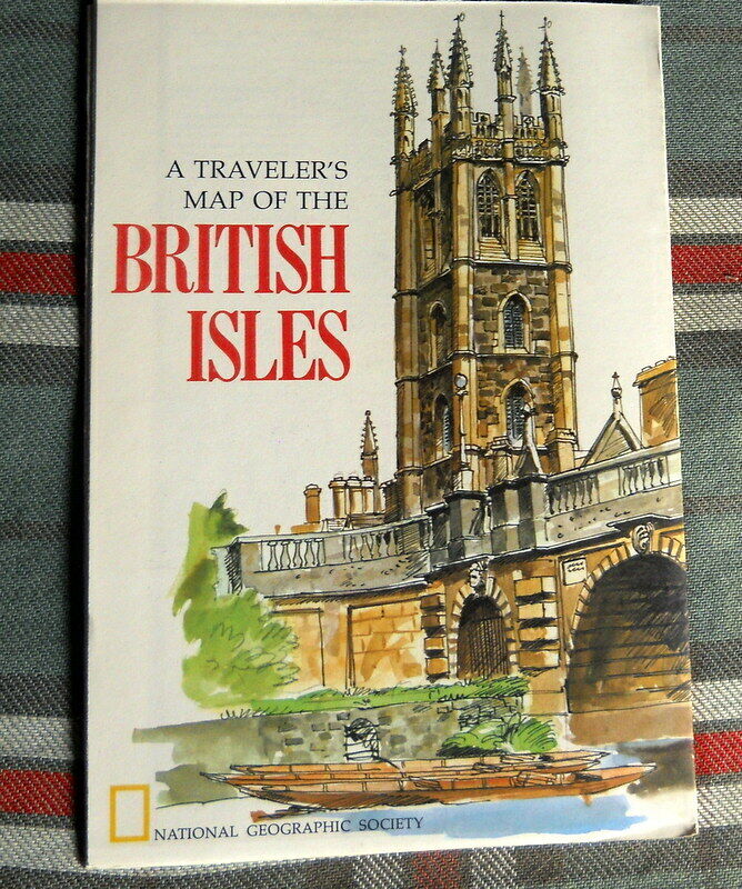  TRAVELERS MAP OF THE BRITISH ISLES *NATIONAL GEOGRAPHIC 1974