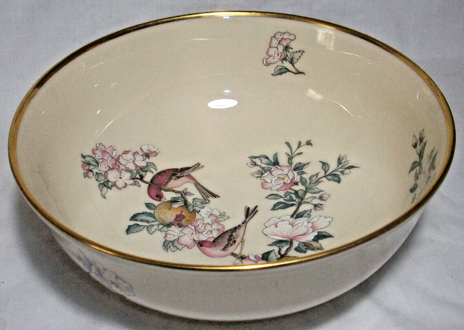 Lenox SERENADE (1984-1997): Large Gold-Trimmed Salad Sv Bowl: Songbirds: EXC: NR