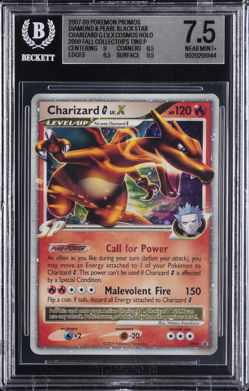 2007-09 BLACK STAR PROMO 2009 FALL COLLECTOR\'S TINS CHARIZARD G LV.X BGS 7.5