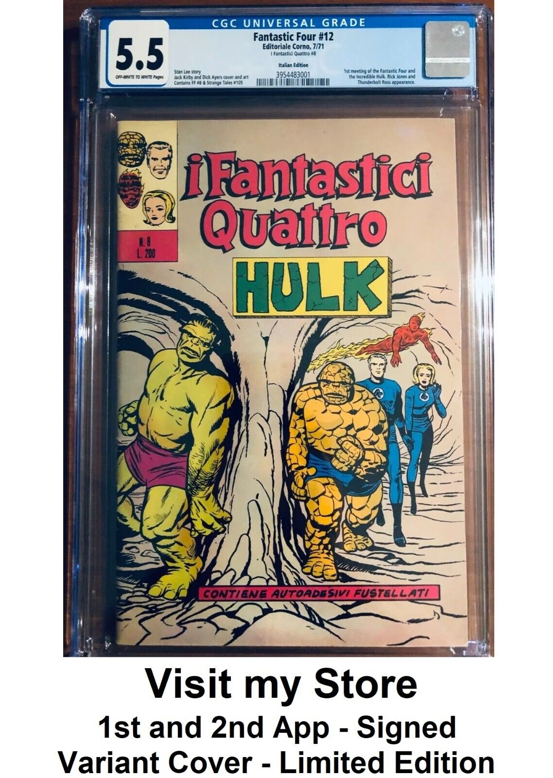 Fantastic Four #12 1st meeting of Fantastic Four & Hulk CGC 5.5 Italian Edition